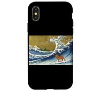 Funny Retro Vintage Surfing A Great Wave Bloodhound Lover Carcasa para iPhone X/XS