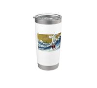 Funny Retro Vintage Surfing A Great Wave Grizzly Bear Lover Vaso térmico de acero inoxidable de doble pared