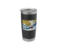 Funny Retro Vintage Surfing A Great Wave Grizzly Bear Lover Vaso térmico de acero inoxidable de doble pared