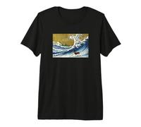 Funny Retro Vintage Surfing A Wave Black Dachshund Lover Camiseta Premium