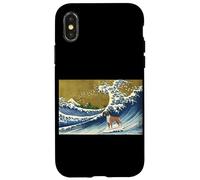 Funny Retro Vintage Surfing A Wave Boxer Dog Breed Lover Carcasa para iPhone X/XS
