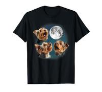 Funny Retro Vintage Three 3 Moon Howling Yorkshire Terrier Camiseta