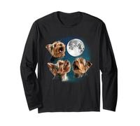 Funny Retro Vintage Three 3 Moon Howling Yorkshire Terrier Manga Larga