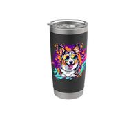 Funny Retro Vintage Women 80s 90s Blue Merle Corgi Dog Lover Vaso térmico de acero inoxidable de doble pared