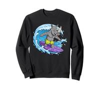 Funny Rhino está surfeando una Ola del océano 1 - Fan Fun Sudadera