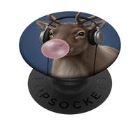 Funny Rindeer Music Lover Bubblegum Zoo Niños Niñas Niños PopSockets PopGrip Adhesivo