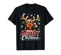 Funny Rindeer Xmas Family Merry Christmas Manga Corta Camiseta