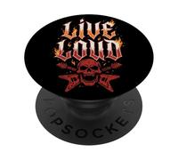 Funny Rock Heavy Metal Guitarra Tambores Música Regalo Skull Life PopSockets PopGrip Adhesivo