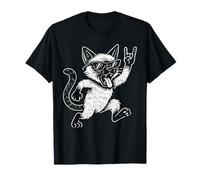 Funny Rock Music Gato siamés Retro Heavy Metal Camiseta