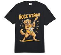 Funny Rock Music Golden Retriever Dog Tocando la Guitarra Comfort Colors Adult Heavyweight T-Shirt