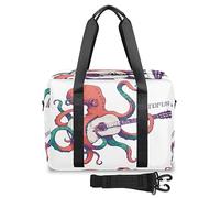 Funny Rock Octopu - Bolsa de viaje para mujeres y hombres, estampado de pulpo, bolsas de fin de semana, 32 L, grande, bolsa de cabina para deportes, gimnasio, yoga, color, (32 L) UK, Organizador de