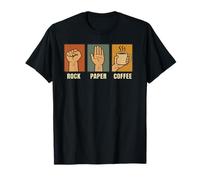 Funny Rock Paper Scissors Coffee Retro Humor Design Camiseta