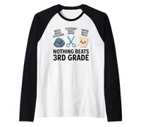 Funny Rock Paper Scissors Teacher Nothing Beats 3rd Grade Camiseta Manga Raglan