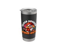 Funny Rooster Design Cluck Around And Find Out Vaso térmico de acero inoxidable de doble pared