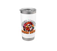 Funny Rooster Design Cluck Around And Find Out Vaso térmico de acero inoxidable de doble pared