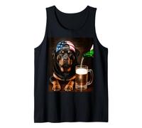 Funny Rottweiler Drinking Beer Meme 4th of July American Camiseta sin Mangas