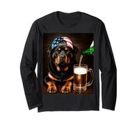 Funny Rottweiler Drinking Beer Meme 4th of July American Manga Larga