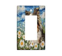 Funny Rough Collie Dog - Cubierta decorativa para interruptor, 1 banda, diseño de margaritas de primavera, placa frontal eléctrica para decoración de dormitorio y sala de estar