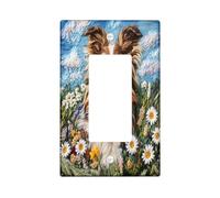 Funny Rough Collie Dog - Cubierta decorativa para interruptor de 1 banda, diseño de margaritas de primavera, tamaño estándar, placa frontal eléctrica de cachorro para decoración de dormitorio y sala