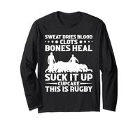 Funny Rugby Suck It Up Cupcake Hombres Mujeres Ruck Manga Larga
