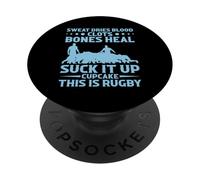 Funny Rugby Suck It Up Cupcake Hombres Mujeres Ruck PopSockets PopGrip Adhesivo