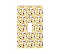 Funny Ruler Pencil Print Wall Plate Covers 1 Gang Wall Plates Standard Size 11.4 cm x 7.0 cm, Decorative Toggle Light Switch Cover Plate Outlet Covers
