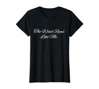 Funny Running Quote Women The Wind Runs Like Me Workout Camiseta gráfica económica, Mujer, Negro, L