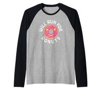 Funny Running Saying with Sweet Graphic Will Run For Donuts Camiseta Manga Raglan