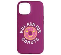Funny Running Saying with Sweet Graphic Will Run For Donuts Carcasa para iPhone 15