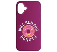 Funny Running Saying with Sweet Graphic Will Run For Donuts Carcasa para iPhone 16 Plus