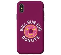 Funny Running Saying with Sweet Graphic Will Run For Donuts Carcasa para iPhone X/XS