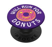 Funny Running Saying with Sweet Graphic Will Run For Donuts PopSockets PopGrip Adhesivo