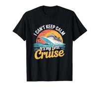 Funny Sailing I Can't Keep Calm Es mi Primer Crucero Camiseta gráfica económica, Hombre, Negro, S