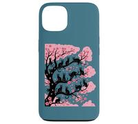 Funny Sakura Cute Cozy Cats - Árbol de cerezo japonés Carcasa para iPhone 13