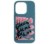 Funny Sakura Cute Cozy Cats - Árbol de cerezo japonés Carcasa para iPhone 14 Pro