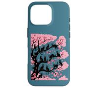 Funny Sakura Cute Cozy Cats - Árbol de cerezo japonés Carcasa para iPhone 16 Pro
