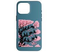Funny Sakura Cute Cozy Cats - Árbol de cerezo japonés Carcasa para iPhone 16 Pro Max