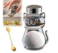 Funny Salt and Pepper Glass Bottle, Cute Salt Pepper Containers with Glass Bottle Stainless Steel Lids for Kitchen Cooking, BBQ, Bar, Table, Camp - Fun Gift with Animal Cat & Dog Shapes (B-1)