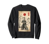 Funny Samurai Cat Warrior Japanese Ukiyo-e Ink Wash Painting Sudadera