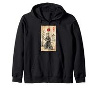 Funny Samurai Cat Warrior Japanese Ukiyo-e Ink Wash Painting Sudadera con Capucha