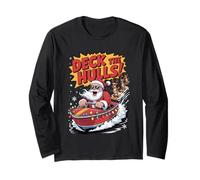 Funny Santa Barco Deck The Hulls Christmas Cruise tee Meme Manga Larga
