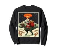 Funny Santa Cat Riding Rex Dinosaur Christmas Vintage Kids Sudadera