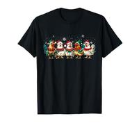 Funny Santa Chicken Lineup Christmas Lights Farmer Xmas Tree Camiseta