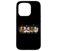Funny Santa Chicken Lineup Christmas Lights Farmer Xmas Tree Carcasa para iPhone 15 Pro