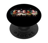 Funny Santa Chicken Lineup Christmas Lights Farmer Xmas Tree PopSockets PopGrip Adhesivo