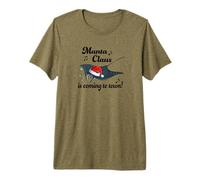 Funny Santa Christmas Manta Claus Is Coming Manta Ray Lover Camiseta Premium
