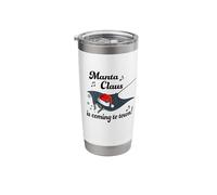 Funny Santa Christmas Manta Claus Is Coming Manta Ray Lover Vaso térmico de acero inoxidable de doble pared