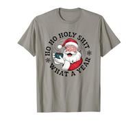 Funny Santa Coffee Christmas - Ho Ho Holy Wow Qué año Camiseta
