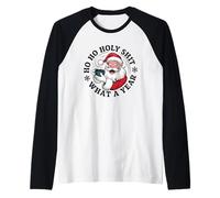 Funny Santa Coffee Christmas - Ho Ho Holy Wow Qué año Camiseta Manga Raglan