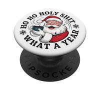 Funny Santa Coffee Christmas - Ho Ho Holy Wow Qué año PopSockets PopGrip Adhesivo